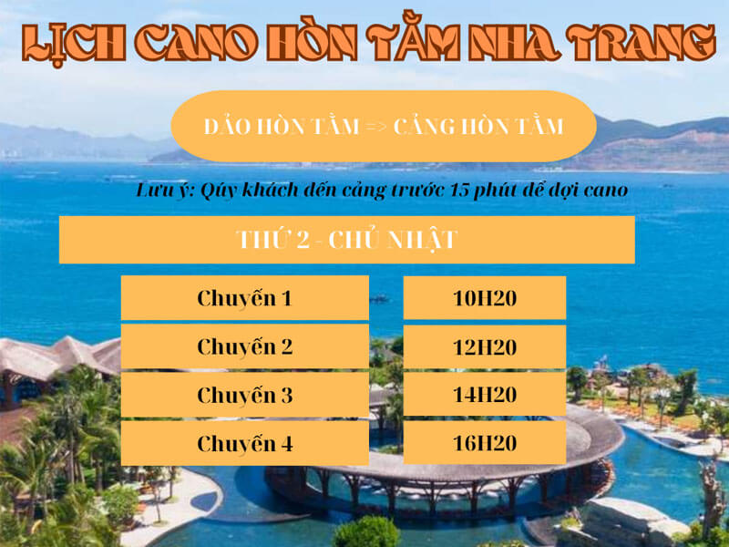 Lịch cano từ đảo Hòn Tằm về cảng