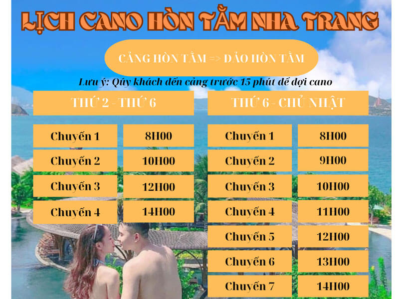 Lịch cano từ cảng đên đảo Hòn Tằm